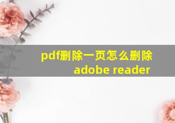 pdf删除一页怎么删除adobe reader